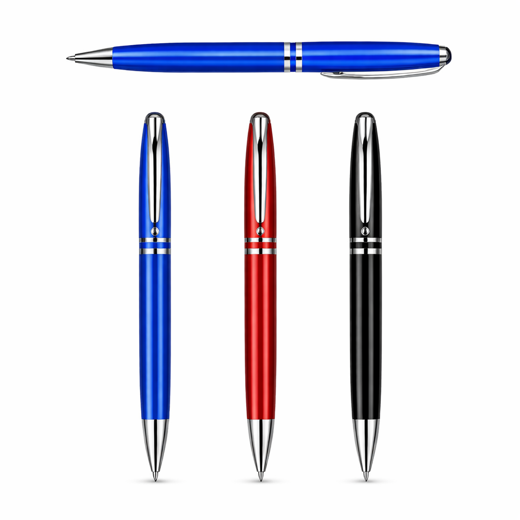 2-Ring Luxury Metal Ball Pen with Silver Accents
