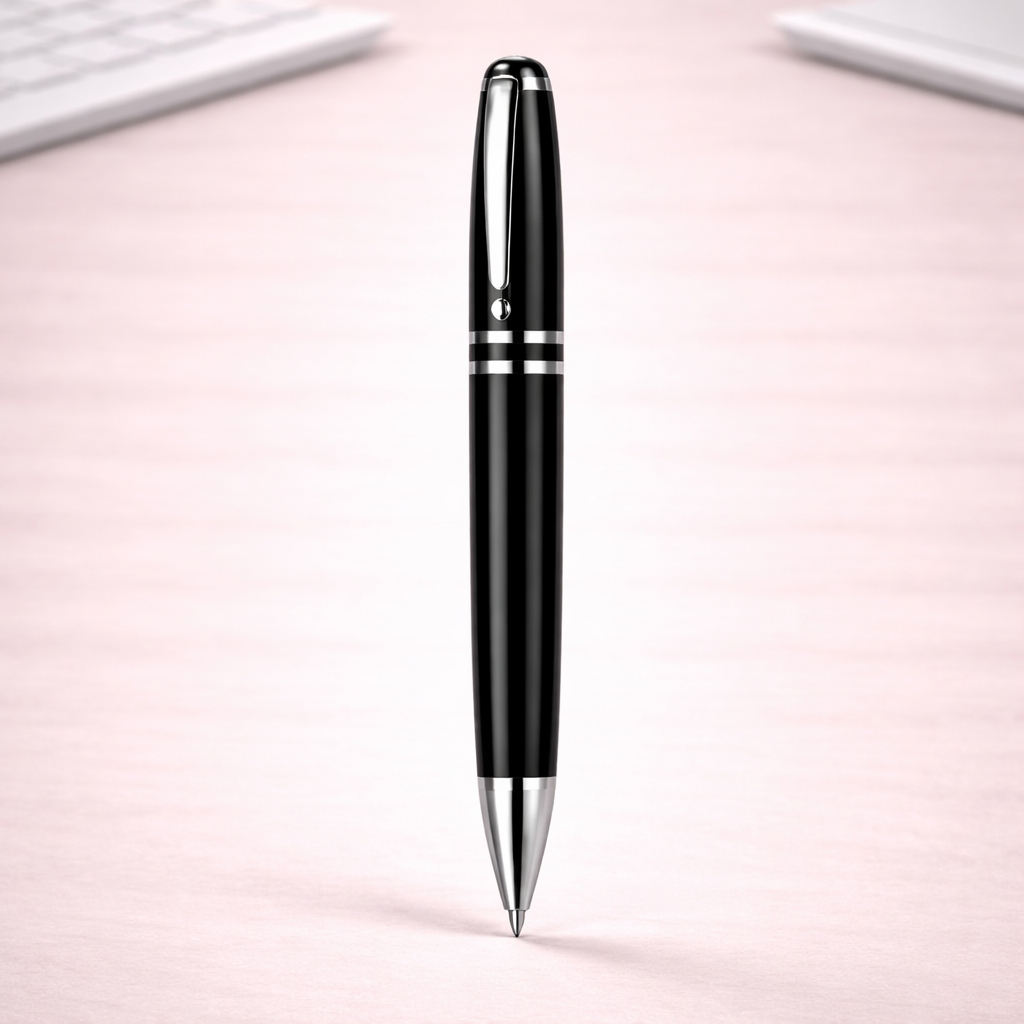 2-Ring Luxury Metal Ball Pen with Silver Accents