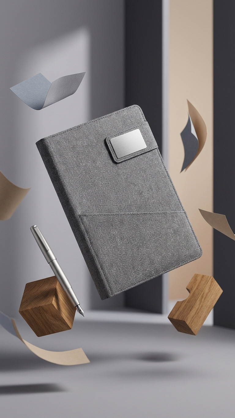 A5 Vegan Leather Notebook with Phone Pocket – Premium Executive Diary