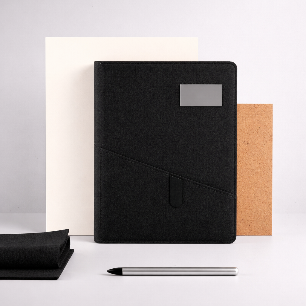 A5 Vegan Leather Notebook with Phone Pocket – Premium Executive Diary