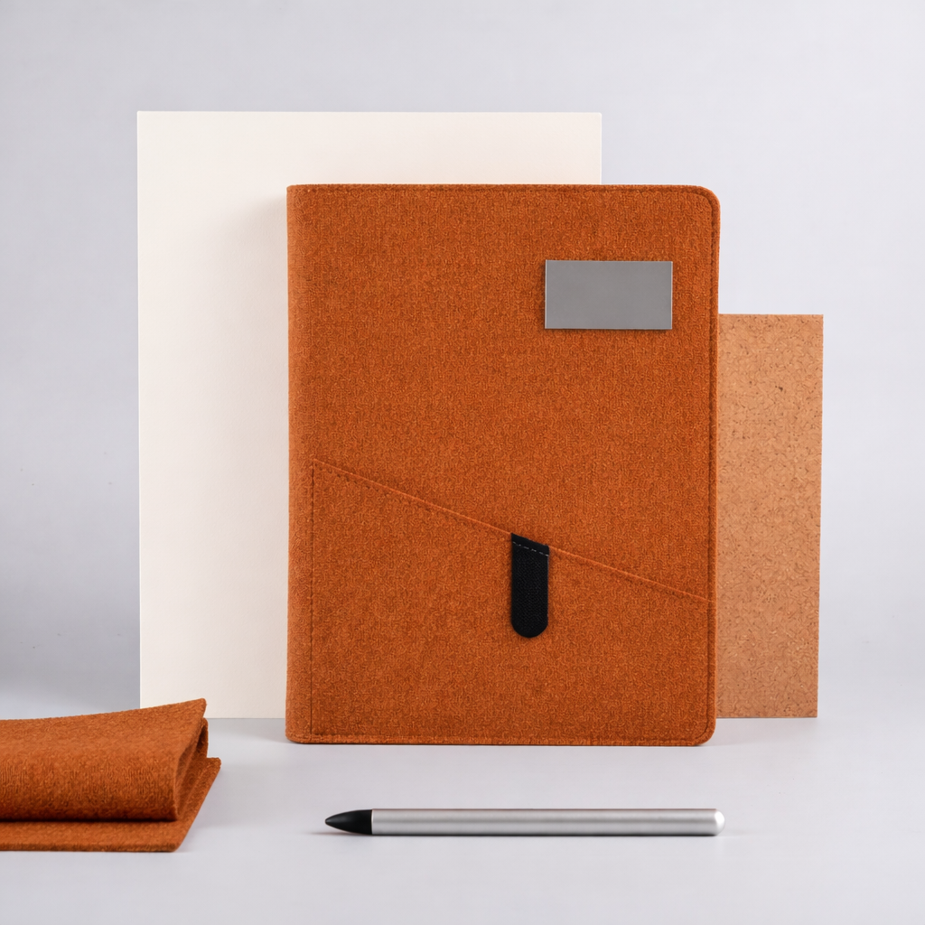 A5 Vegan Leather Notebook with Phone Pocket – Premium Executive Diary
