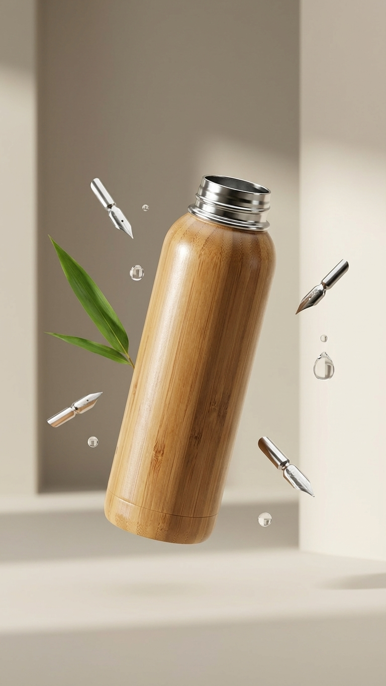 Bamboo Finish Vacuum Insulated Bottle – 500ml Hot & Cold Flask