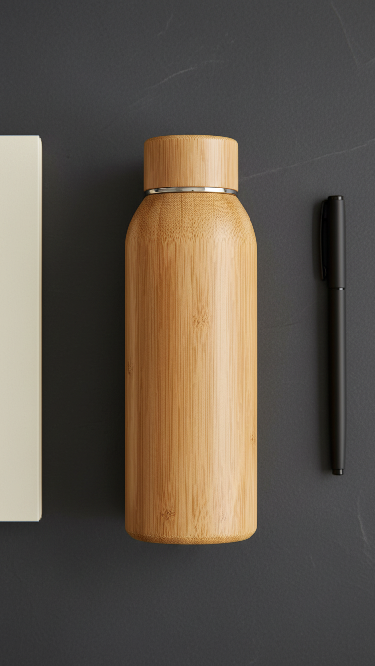 Bamboo Finish Vacuum Insulated Bottle – 500ml Hot & Cold Flask