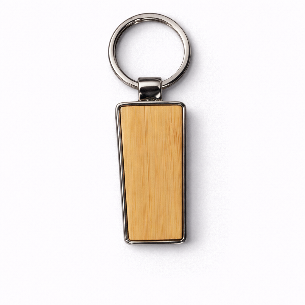Bamboo Wooden & Metal Keychain – Premium Eco-Friendly Custom Logo Key Holder