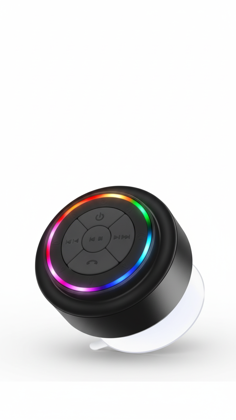 Bluetooth Waterproof Shower Speaker with LED Light Ring