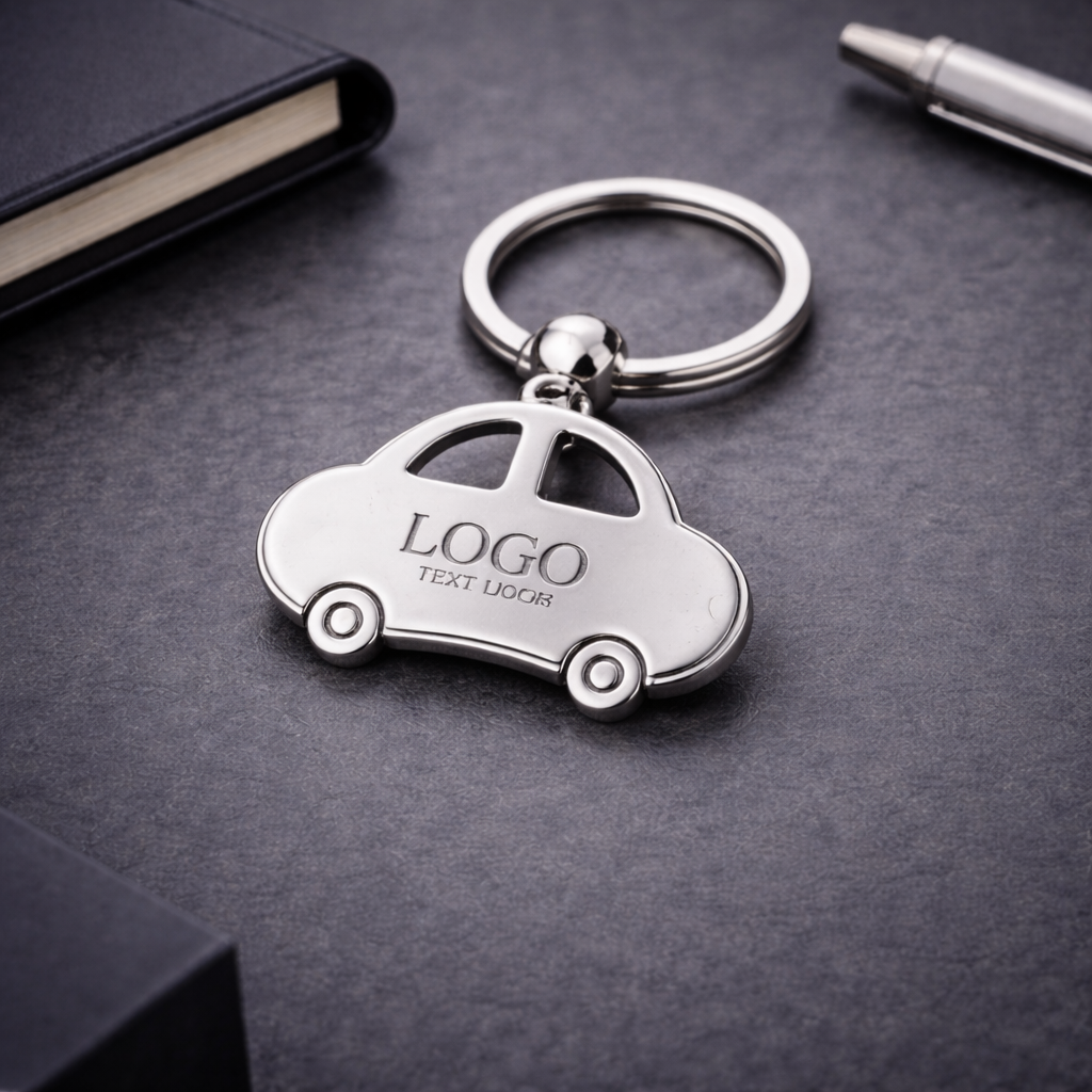 Car Shape Metal Keychain – Custom Logo Automotive Key Holder
