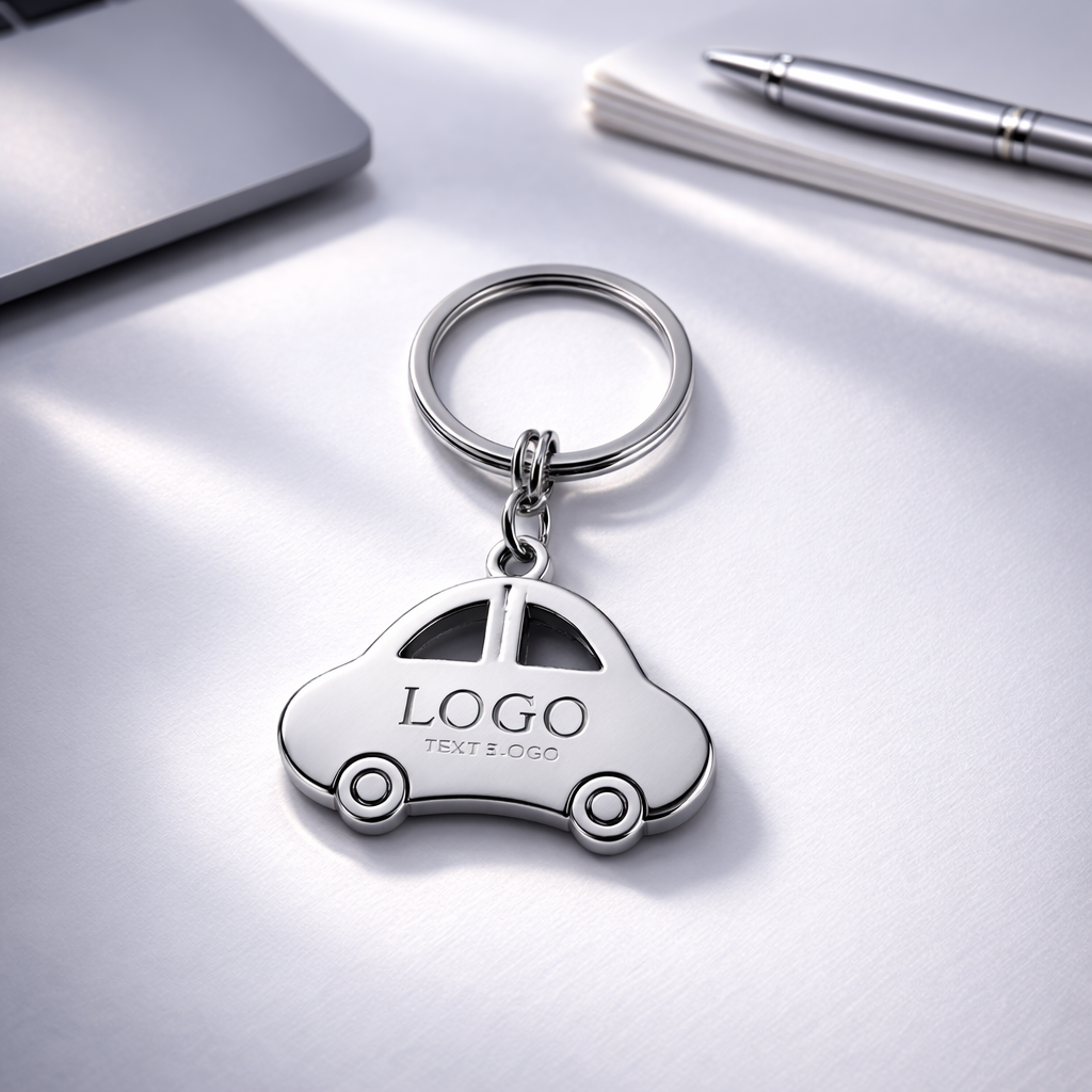Car Shape Metal Keychain – Custom Logo Automotive Key Holder
