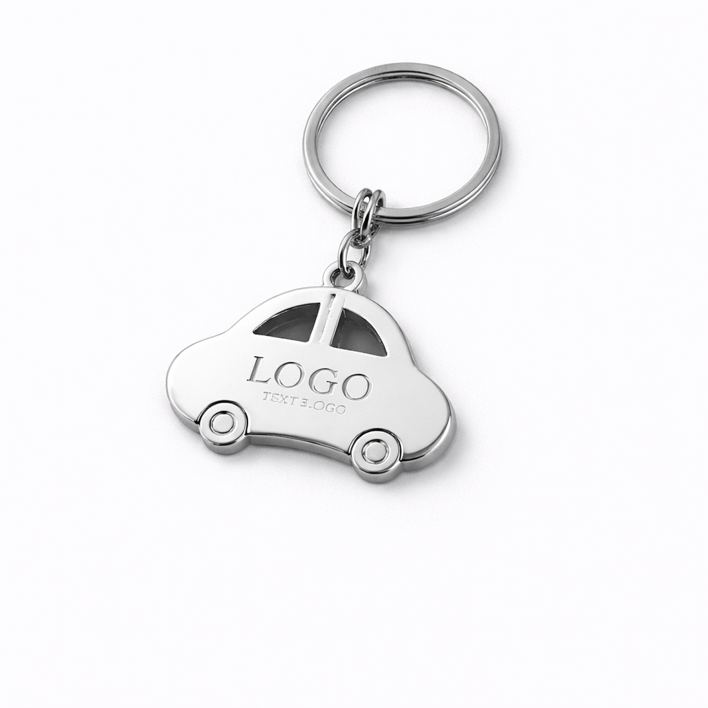 Car Shape Metal Keychain – Custom Logo Automotive Key Holder