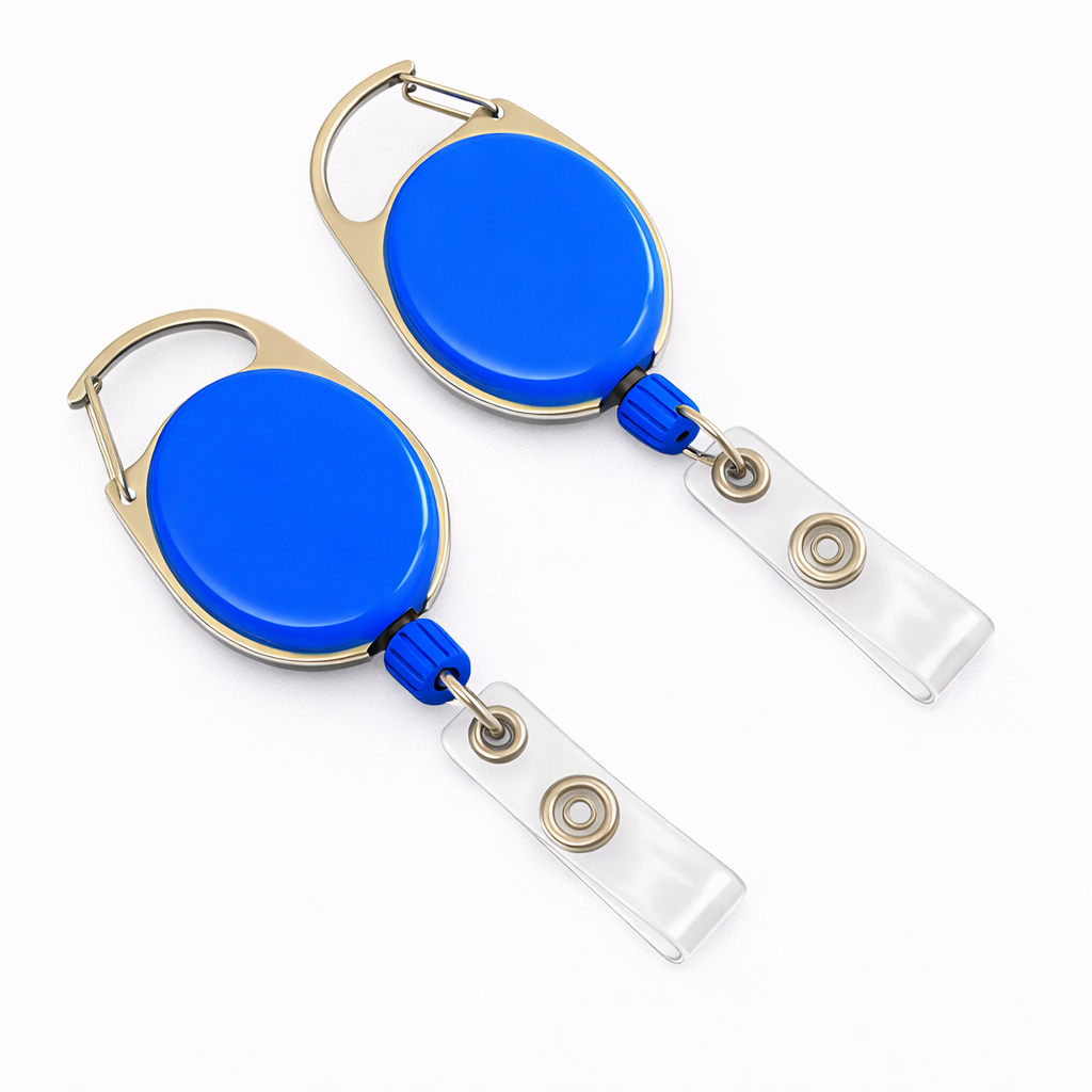 Carabiner Retractable Badge Reel with Vinyl Strap – Secure ID Card Holder