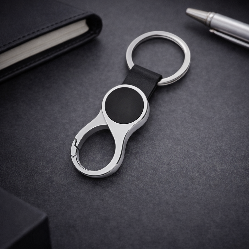 Dual Loop Metal Keychain – Premium Rotating Key Holder
