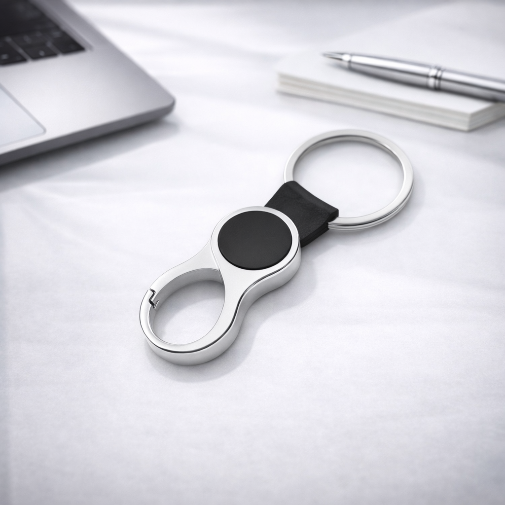 Dual Loop Metal Keychain – Premium Rotating Key Holder