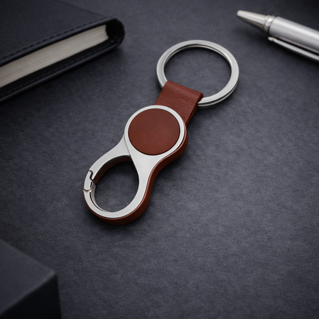 Dual Loop Metal Keychain – Premium Rotating Key Holder