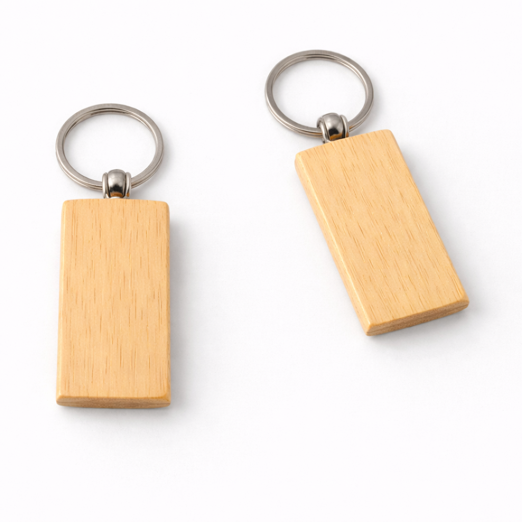 Eco-Friendly Bamboo Wooden Keychain – Custom Engraved Corporate Key Holder
