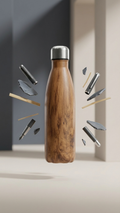 Eco Wooden Finish Vacuum Insulated Bottle – 500ml Stainless Steel Flask