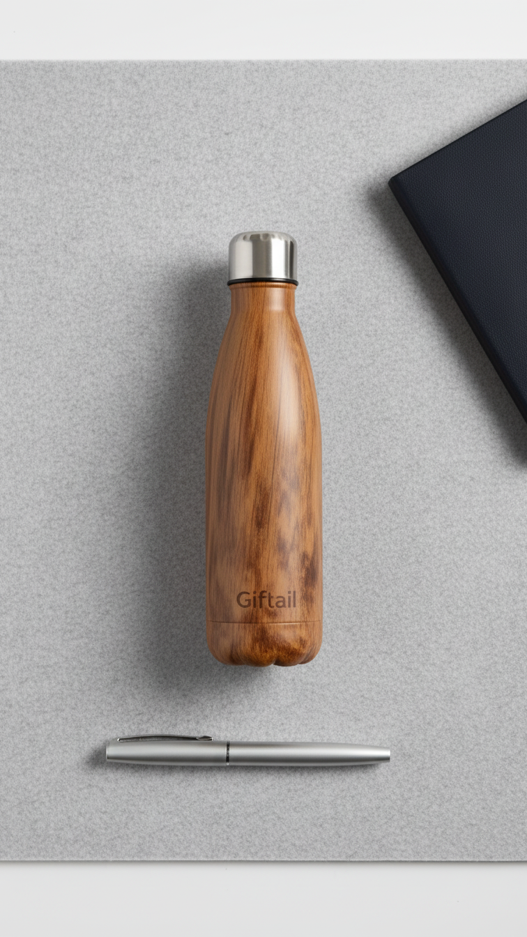 Eco Wooden Finish Vacuum Insulated Bottle – 500ml Stainless Steel Flask