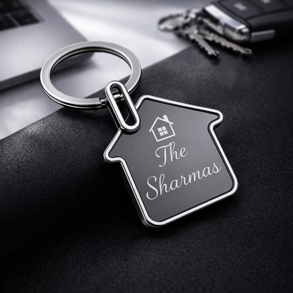 House Shape Metal Keychain – Premium Custom Engraved Key Holder
