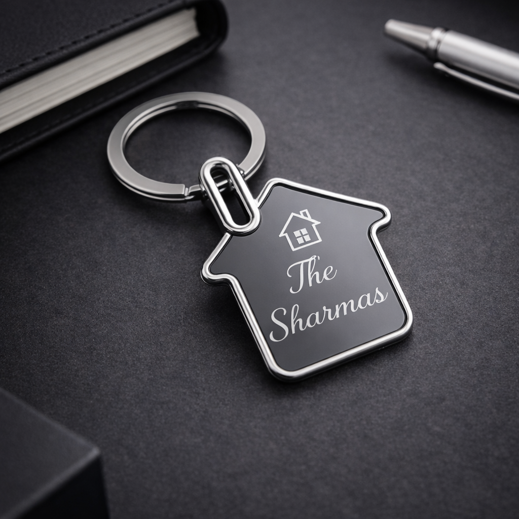 House Shape Metal Keychain – Premium Custom Engraved Key Holder