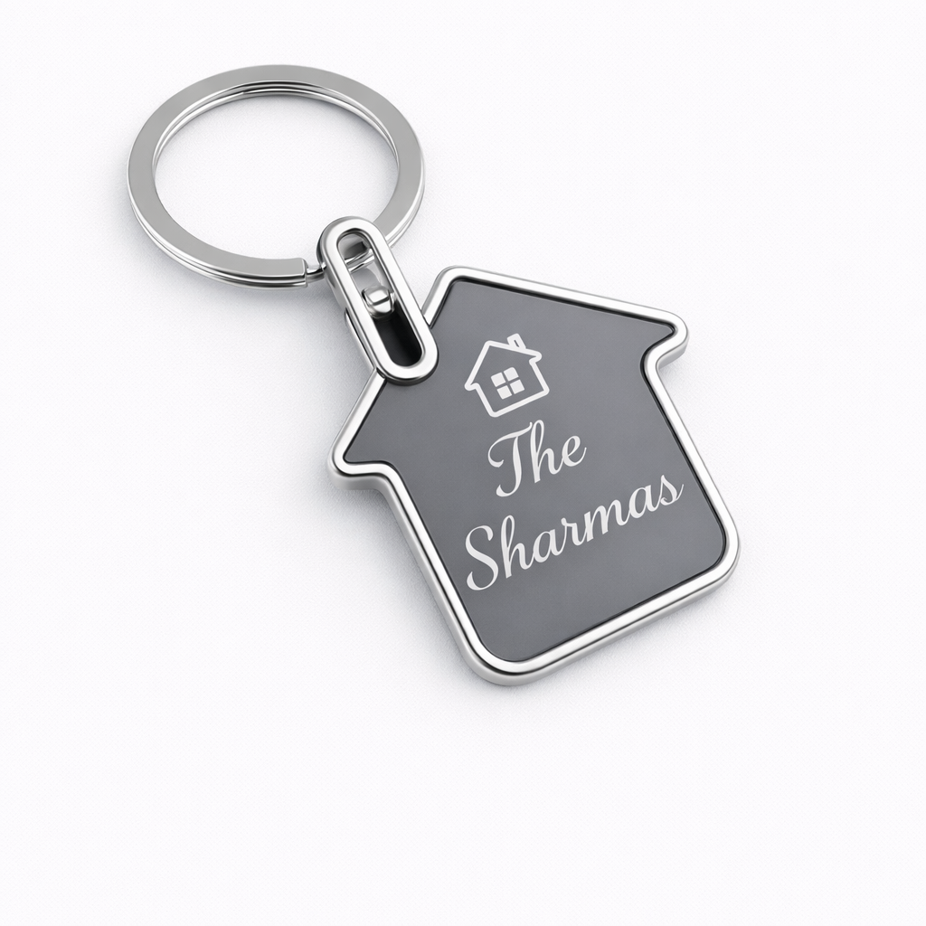 House Shape Metal Keychain – Premium Custom Engraved Key Holder
