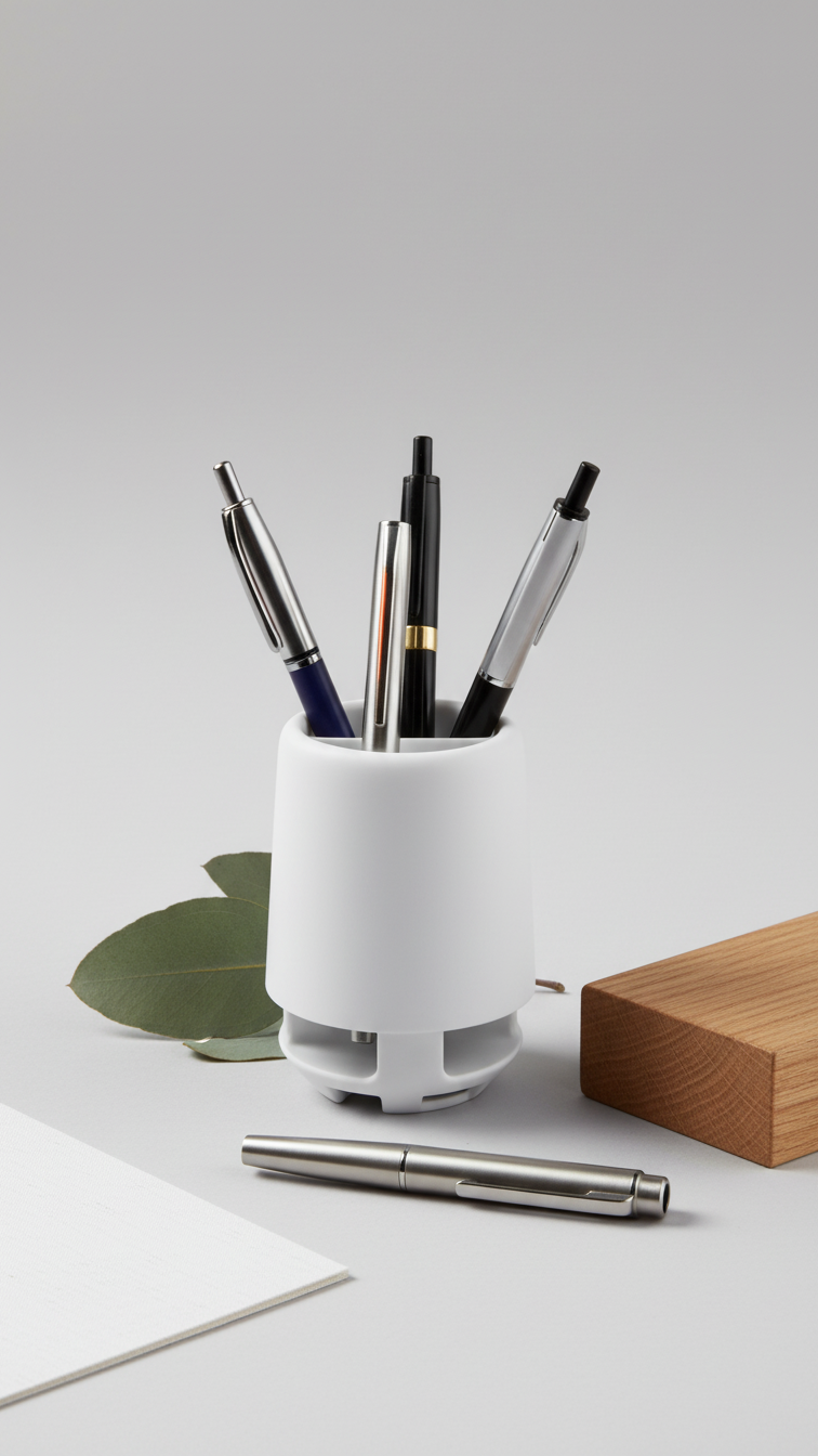 LED Night Light Pen Stand with Bluetooth Speaker