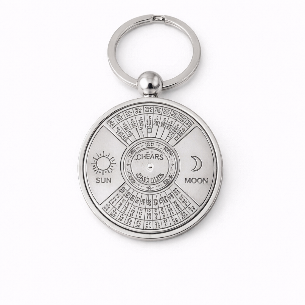 Perpetual Calendar Metal Keychain – 50 Year Rotating Calendar Key Holder