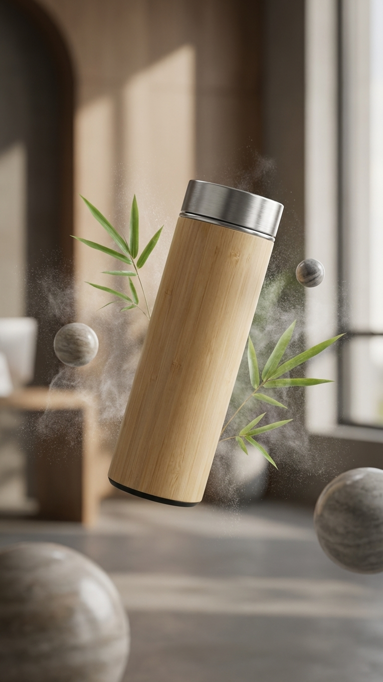 Premium Bamboo Thermos Bottle – 450ml Eco-Friendly Flask