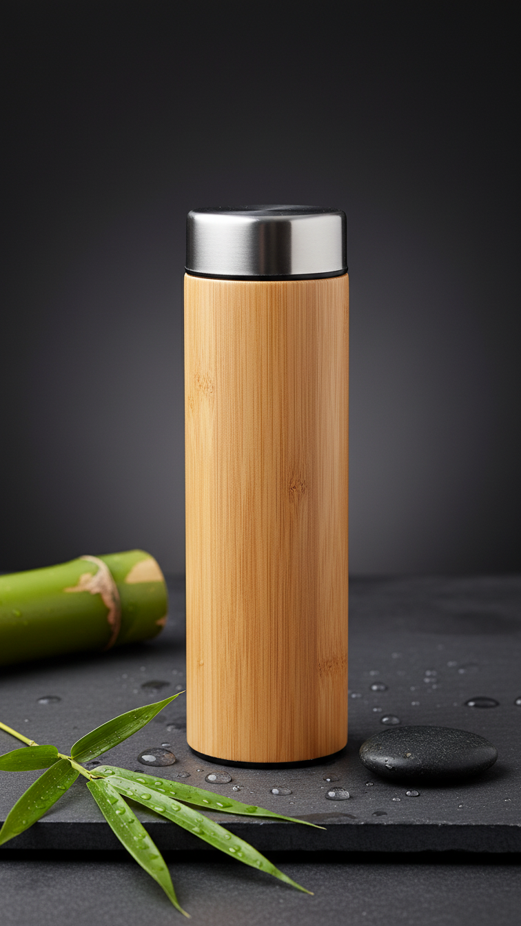 Premium Bamboo Thermos Bottle – 450ml Eco-Friendly Flask