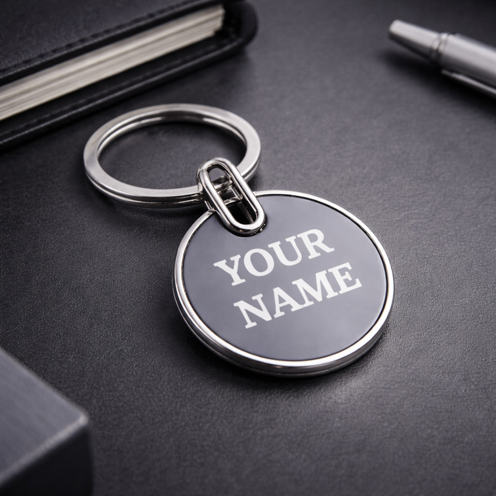 Premium Circular Metal Keychain – Custom Engraved Corporate Key Holder