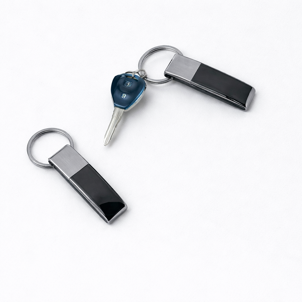Premium Dual-Side Metal Keychain – Rectangular Custom Logo Key Holder