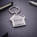 Premium House Shape Metal Keychain – Custom Engraved Logo Key Holder