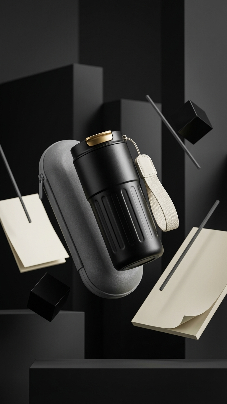 Premium Insulated Coffee Mug & Compact Umbrella Gift Set