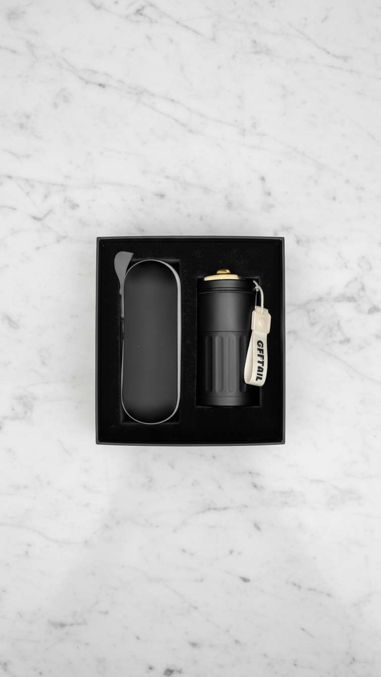 Premium Insulated Coffee Mug & Compact Umbrella Gift Set