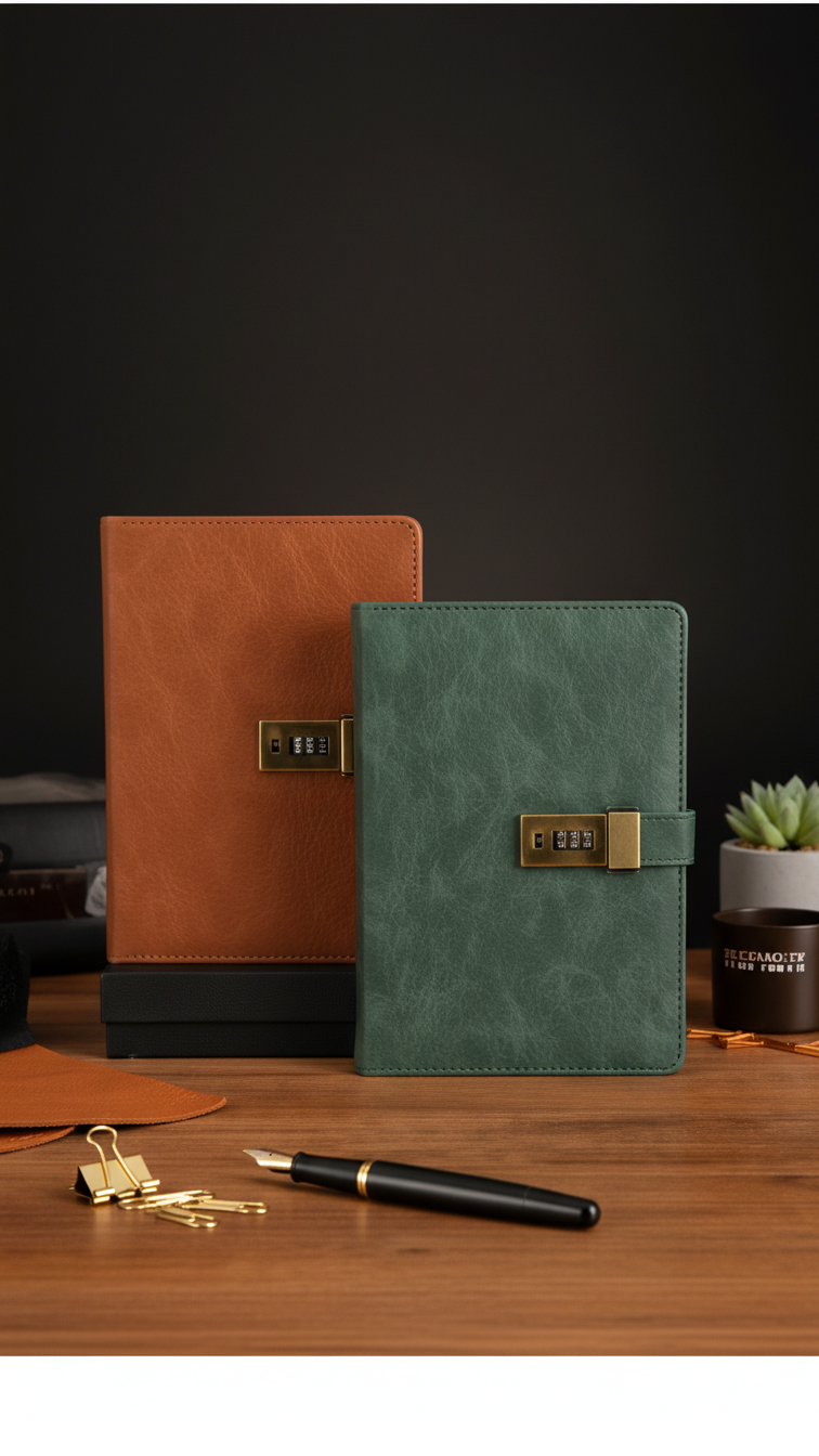 Premium Leather Bound Lock Diary – Executive Notebook