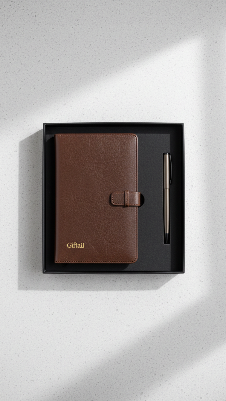 Premium Leather Diary & Metal Pen Gift Set – 2-in-1 Executive Corporate Gift