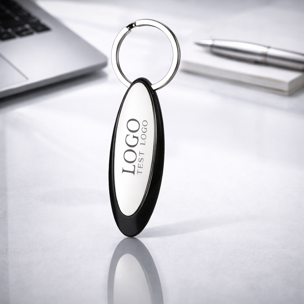 Premium Oval Metal Keychain – Custom Logo Corporate Key Holder