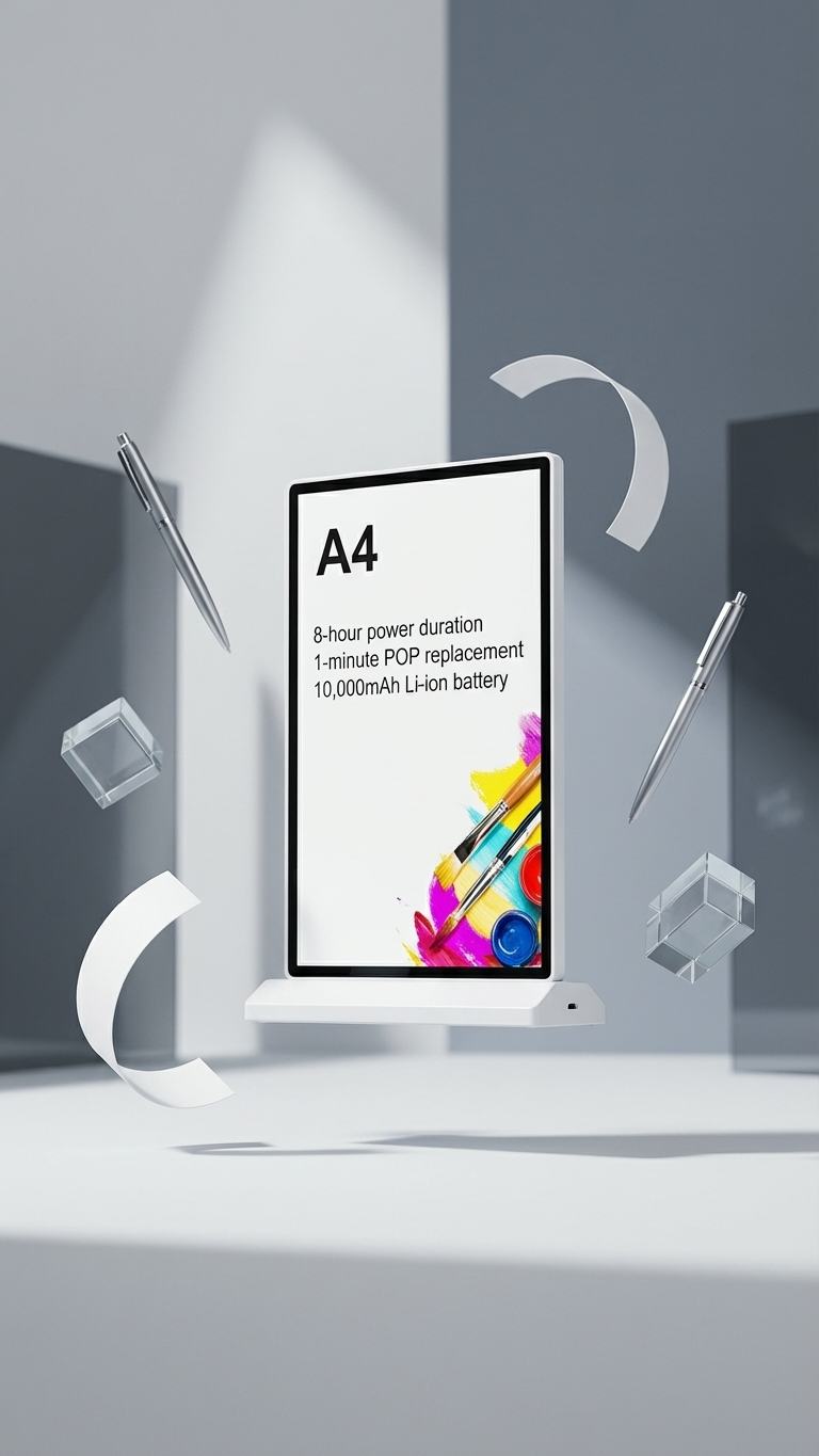 Rechargeable LED A4 Menu Display Holder – Illuminated Acrylic Stand