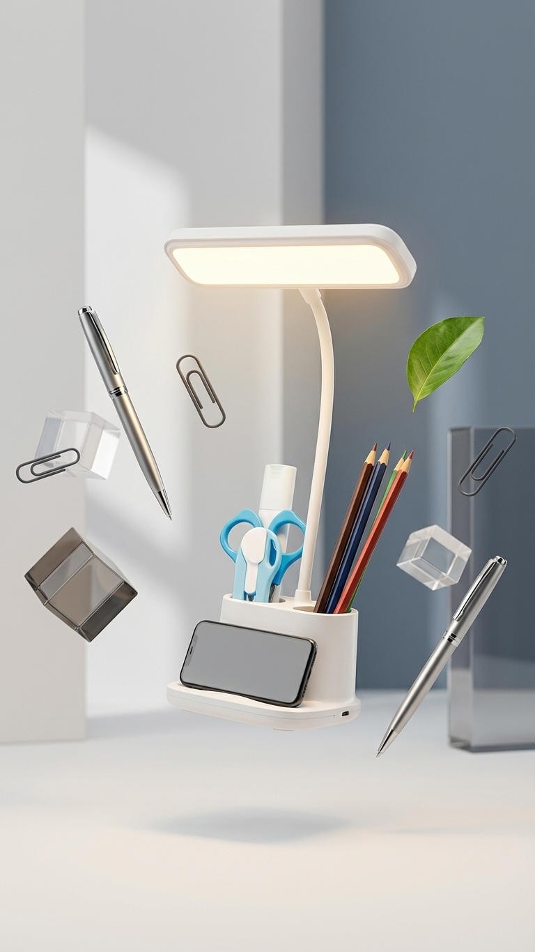 Rechargeable LED Table Lamp with Mobile Holder & Pen Stand