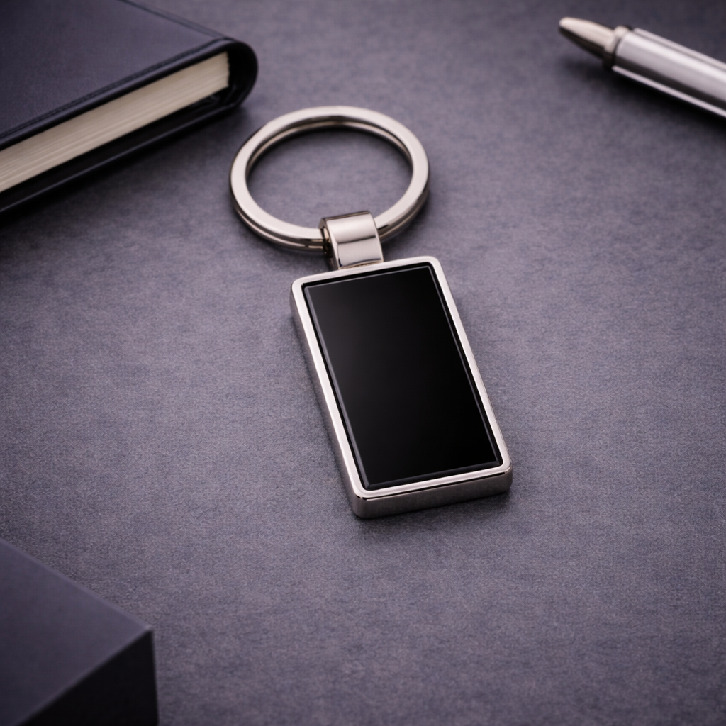 Rectangular Alloy Metal Keychain – Premium Custom Logo Key Holder