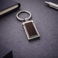 Rectangular Wooden & Metal Keychain – Premium Custom Logo Key Holder