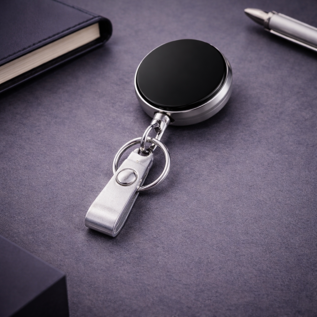 Retractable Badge Reel with Key Ring – Premium ID Card Holder