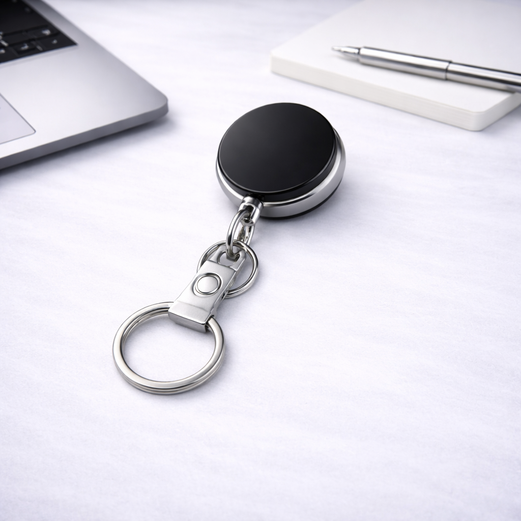 Retractable Badge Reel with Key Ring – Premium ID Card Holder
