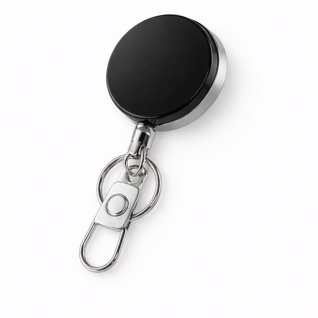 Retractable Badge Reel with Key Ring – Premium ID Card Holder