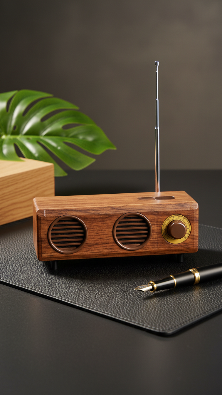 Retro Dual Speaker Bluetooth Speaker – Classic Wooden Style