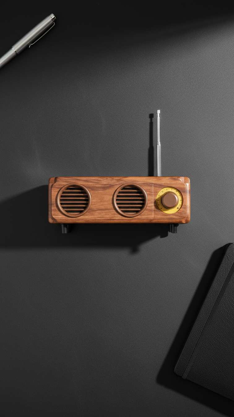 Retro Dual Speaker Bluetooth Speaker – Classic Wooden Style