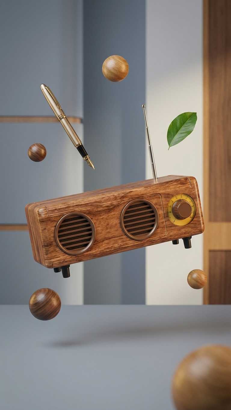 Retro Dual Speaker Bluetooth Speaker – Classic Wooden Style