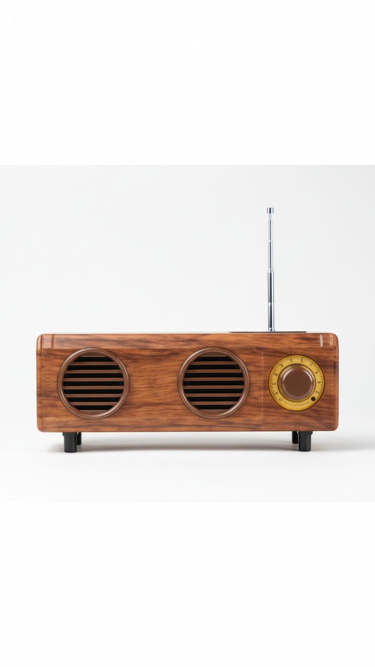 Retro Dual Speaker Bluetooth Speaker – Classic Wooden Style