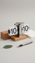 Retro Flip Desk Clock with Wooden Base – Vintage Table Clock