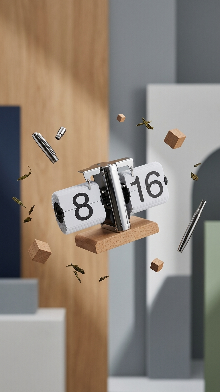 Retro Flip Desk Clock with Wooden Base – Vintage Table Clock