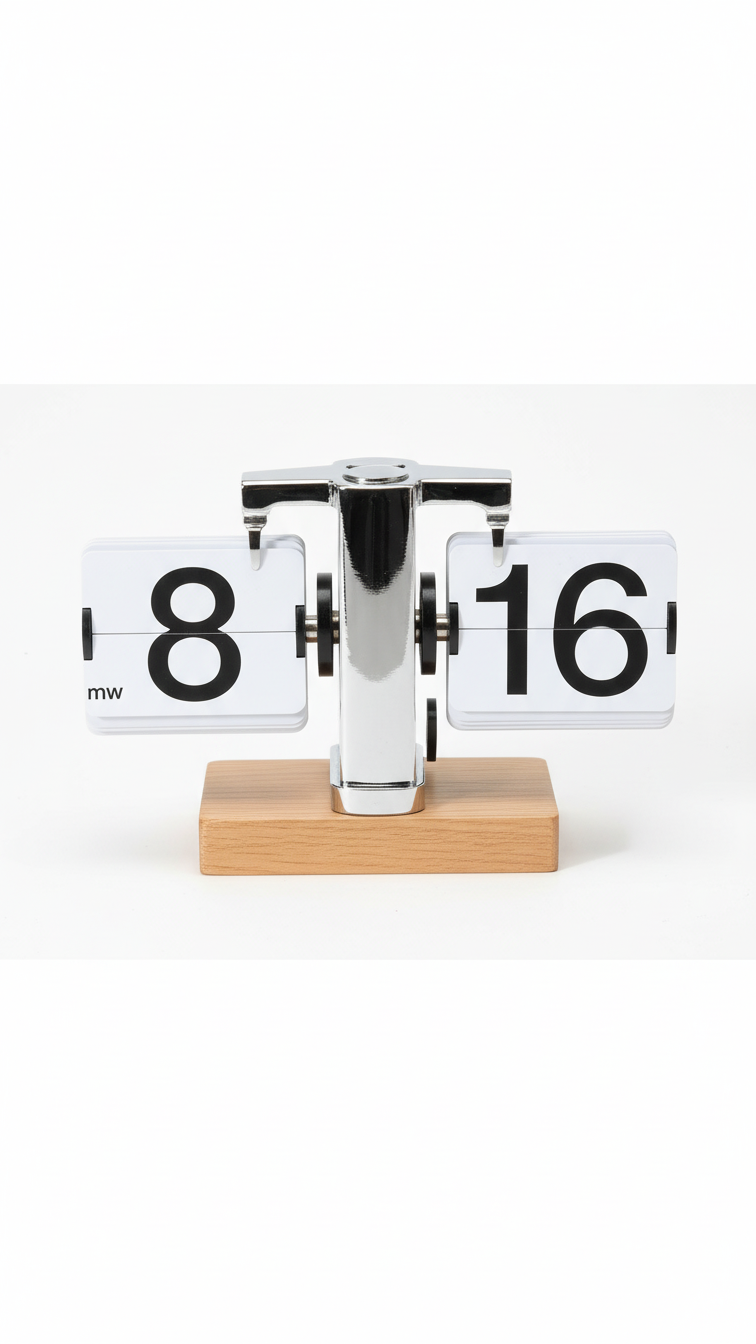 Retro Flip Desk Clock with Wooden Base – Vintage Table Clock