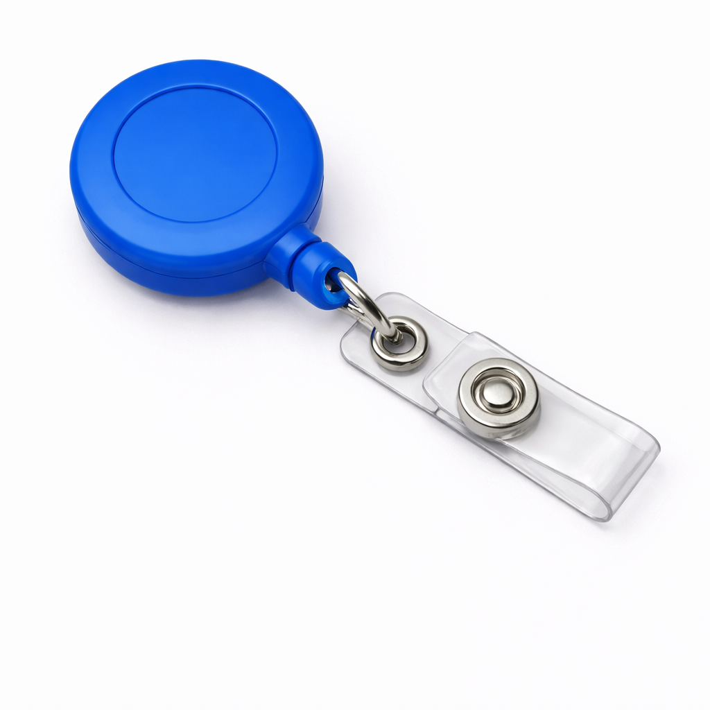 Round Retractable Badge Reel with Vinyl Strap – Compact ID Card Holder