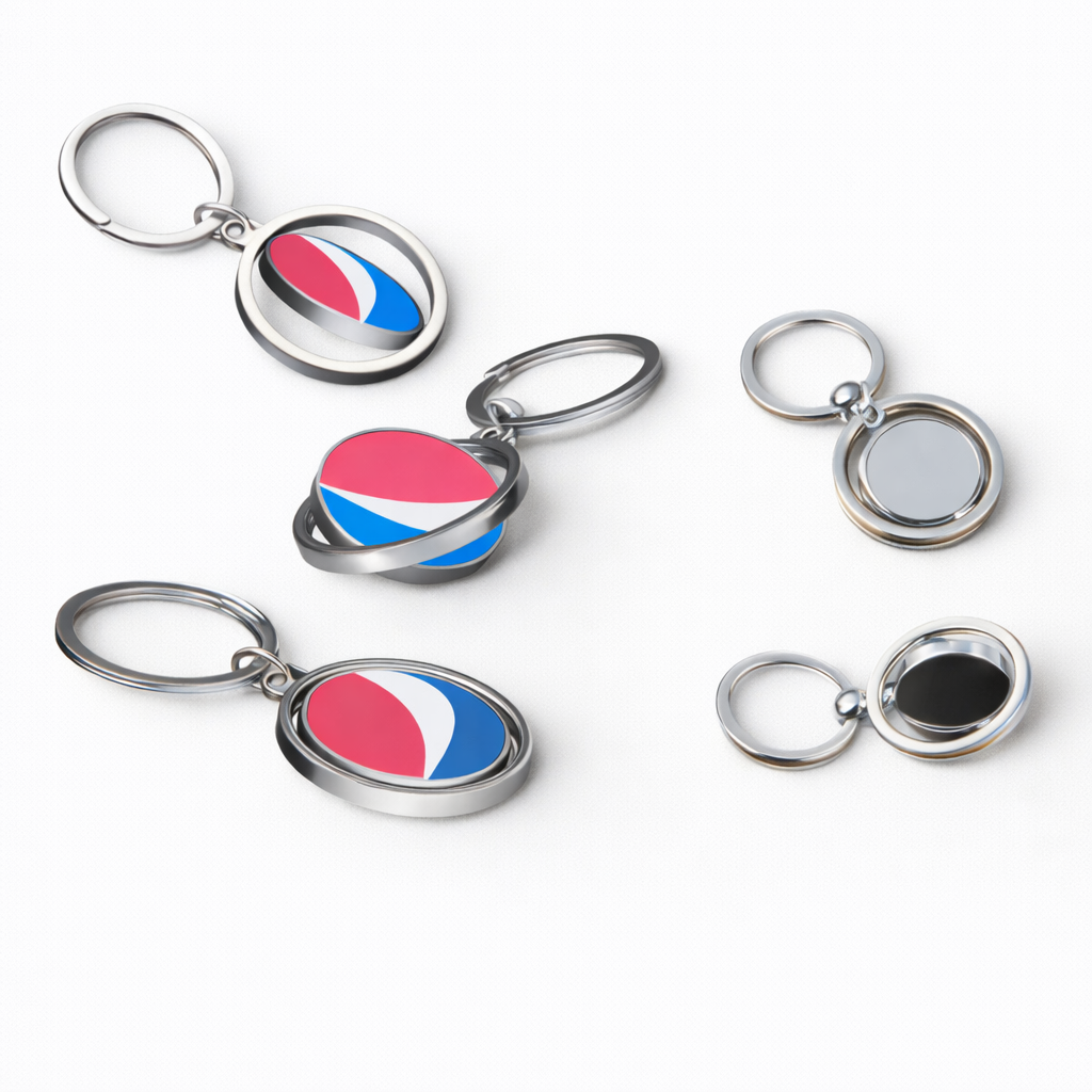 Round Rotating Dual-Side Metal Keychain – Custom Logo Spinner Key Holder
